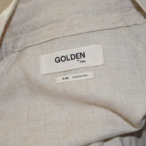 Aritzia Golden By TNA Coastal Kimono Embroidered Linen Sz S/M - Picture 4 of 7